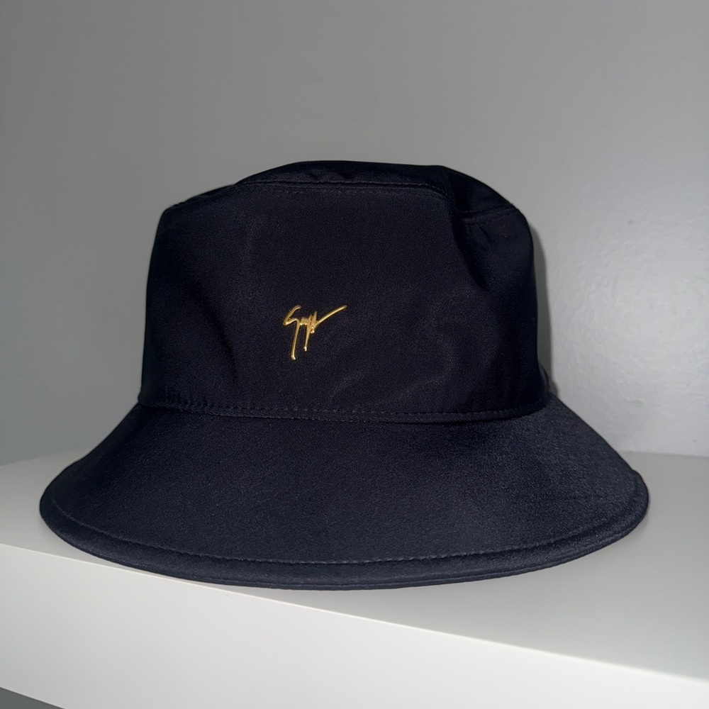Giuseppe Zanotti Bucket Hat - Black with Gold Logo - Size M